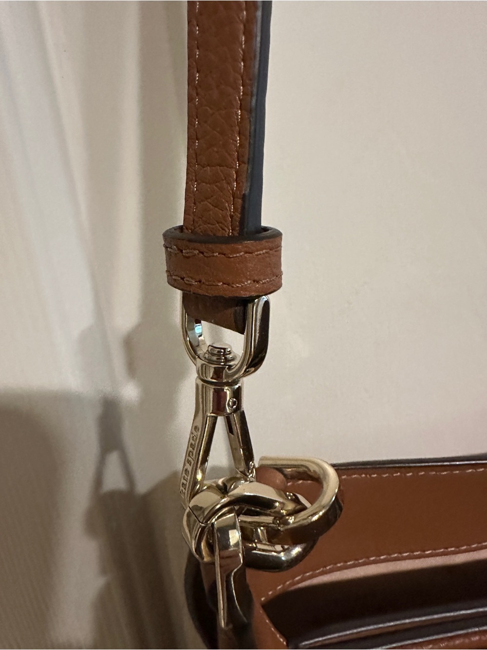 Barely carried, chestnut colored, Kate Spade crossbody with top handle - Picture 3 of 5